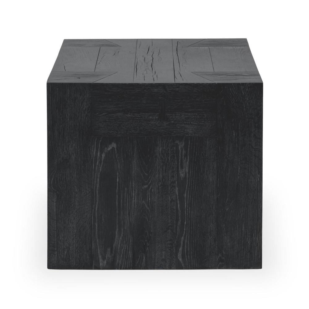 Modern Organic Chunky Reclaimed Black Oak Wood Square End Table 24 inch