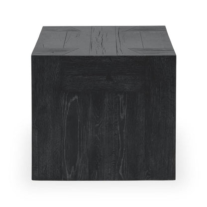 Modern Organic Chunky Reclaimed Black Oak Wood Square End Table 24 inch