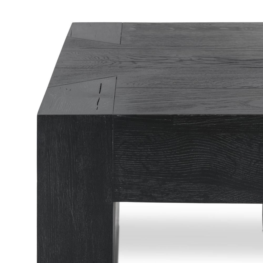 Modern Organic Chunky Reclaimed Black Oak Wood Square End Table 24 inch