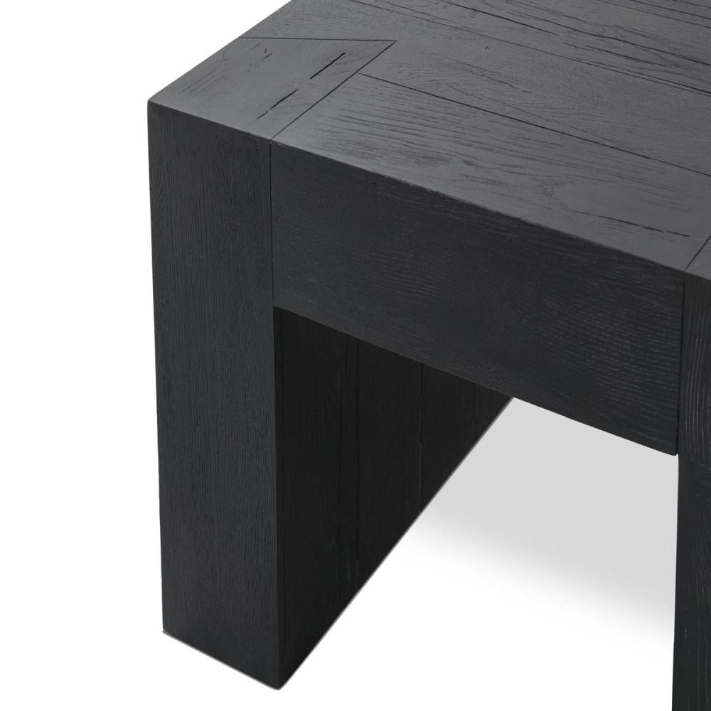 Modern Organic Chunky Reclaimed Black Oak Wood Square End Table 24 inch