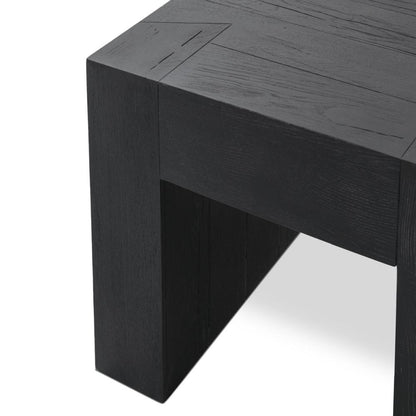 Modern Organic Chunky Reclaimed Black Oak Wood Square End Table 24 inch