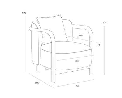 Modern Organic Curved Solid Oak Wood Frame Lounge Chair Armchair Dove Cream