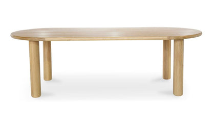 Modern Organic Light Oak Wood Oval Dining Table with Cylindrical Legs 78 inch