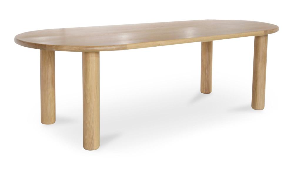 Modern Organic Light Oak Wood Oval Dining Table with Cylindrical Legs 78 inch