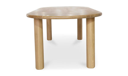 Modern Organic Light Oak Wood Oval Dining Table with Cylindrical Legs 78 inch