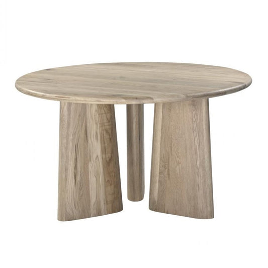 Modern Organic Light Oak Wood Round Dining Table 52 inch