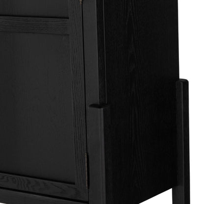 Modern Organic Matte Black Oak Wood Tall Arch Top Bar Cabinet Home Bar 38 inch