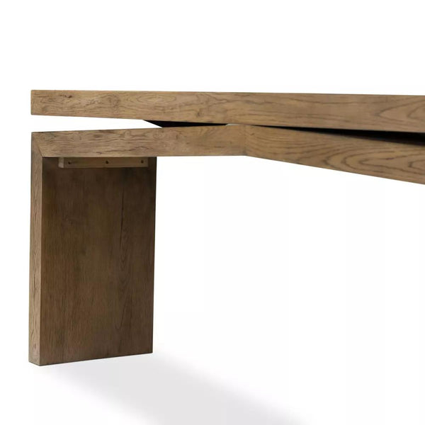 Modern Organic Oak Wood Rectangle Console Table Rustic Gray Finish 78 inch