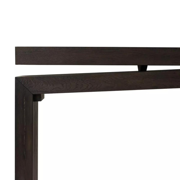 Modern Organic Oak Wood Rectangle Console Table Smoked Black Finish 78 inch