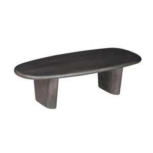 Modern Organic Oval Coffee Table Oak Wood Charcoal Finish 54 inch