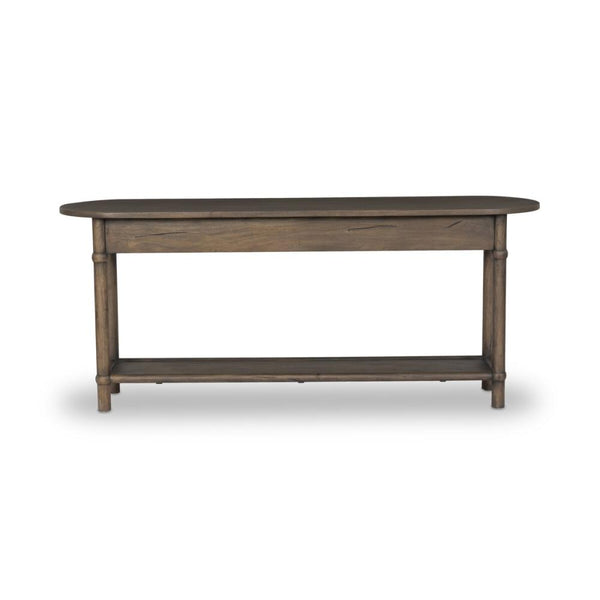 Modern Organic Two Drawer Console Table Reclaimed Wood with Antique Belgium Bleach Finish 78 inch