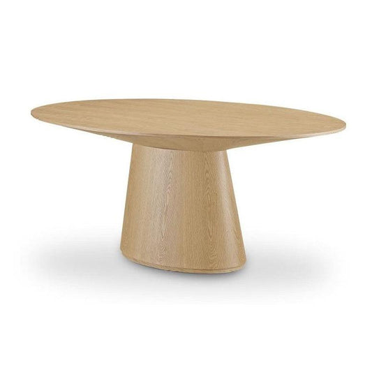 Modern Oval Pedestal Dining Table Natural Finish 71 inch