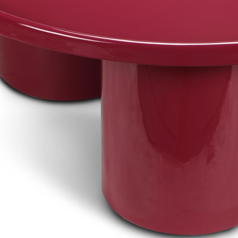 Modern Plum High Gloss Enamel Lacquer Cylindrical Legs Round Coffee Table 38 inch