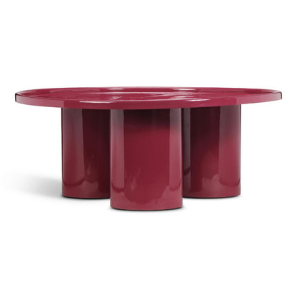 Modern Plum High Gloss Enamel Lacquer Cylindrical Legs Round Coffee Table 38 inch