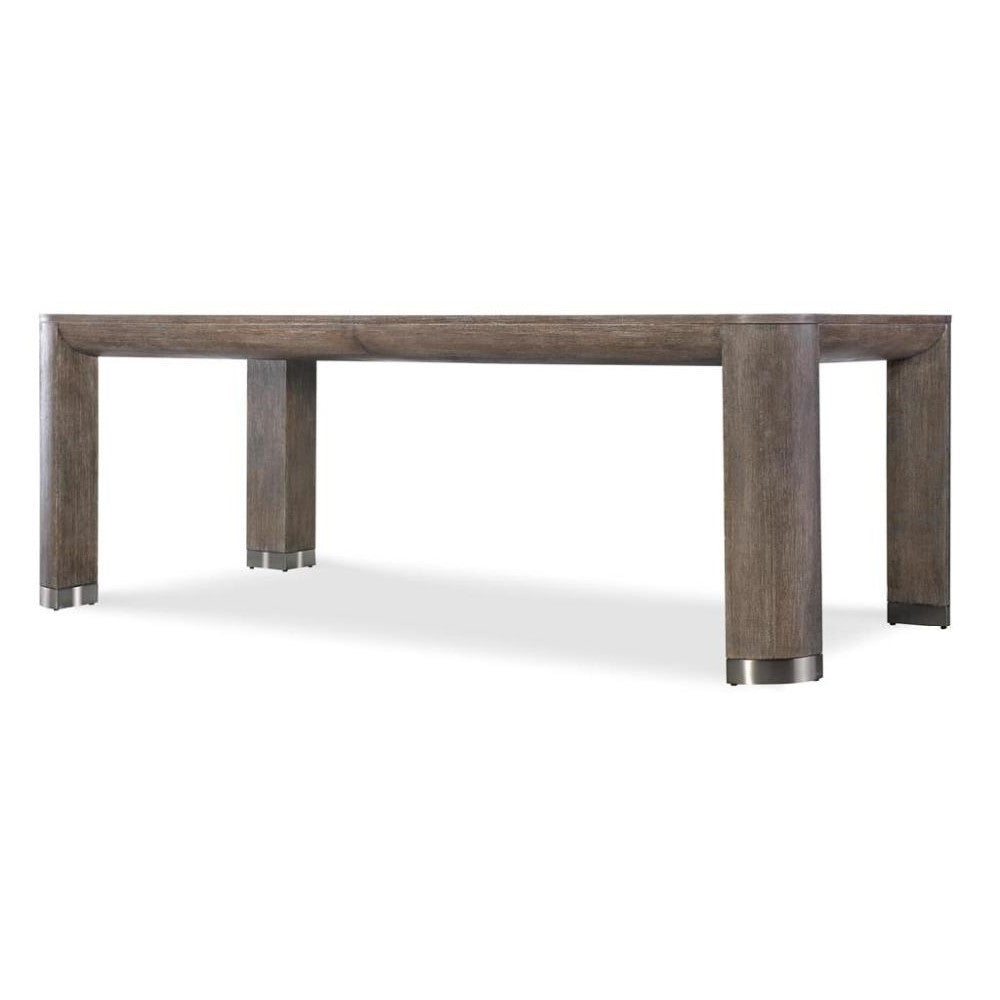 Modern Rectangle Dining Table with Leaf Brown Color 86 inch