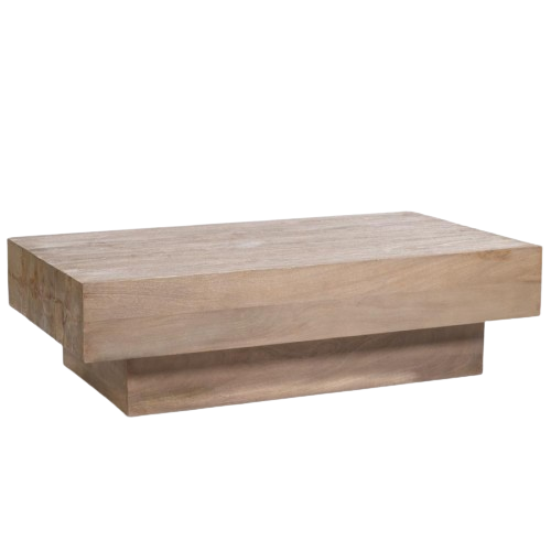 Modern Rectangle Mango Wood Coffee Table Misted Ash 54 inch