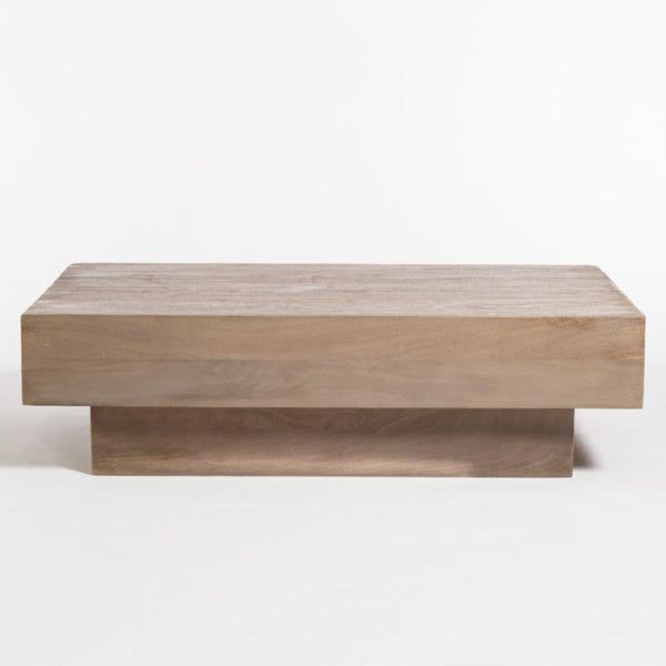 Modern Rectangle Mango Wood Coffee Table Misted Ash 54 inch
