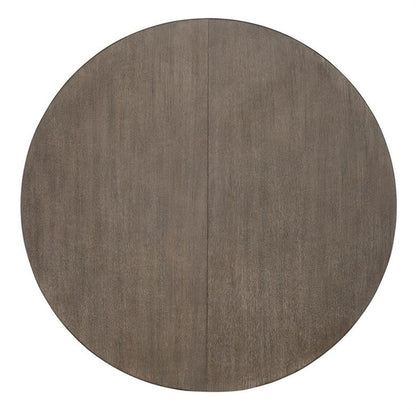 Modern Round Extension Dining Table with Leaf Brown Color 54 inch