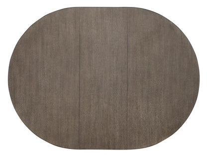 Modern Round Extension Dining Table with Leaf Brown Color 54 inch