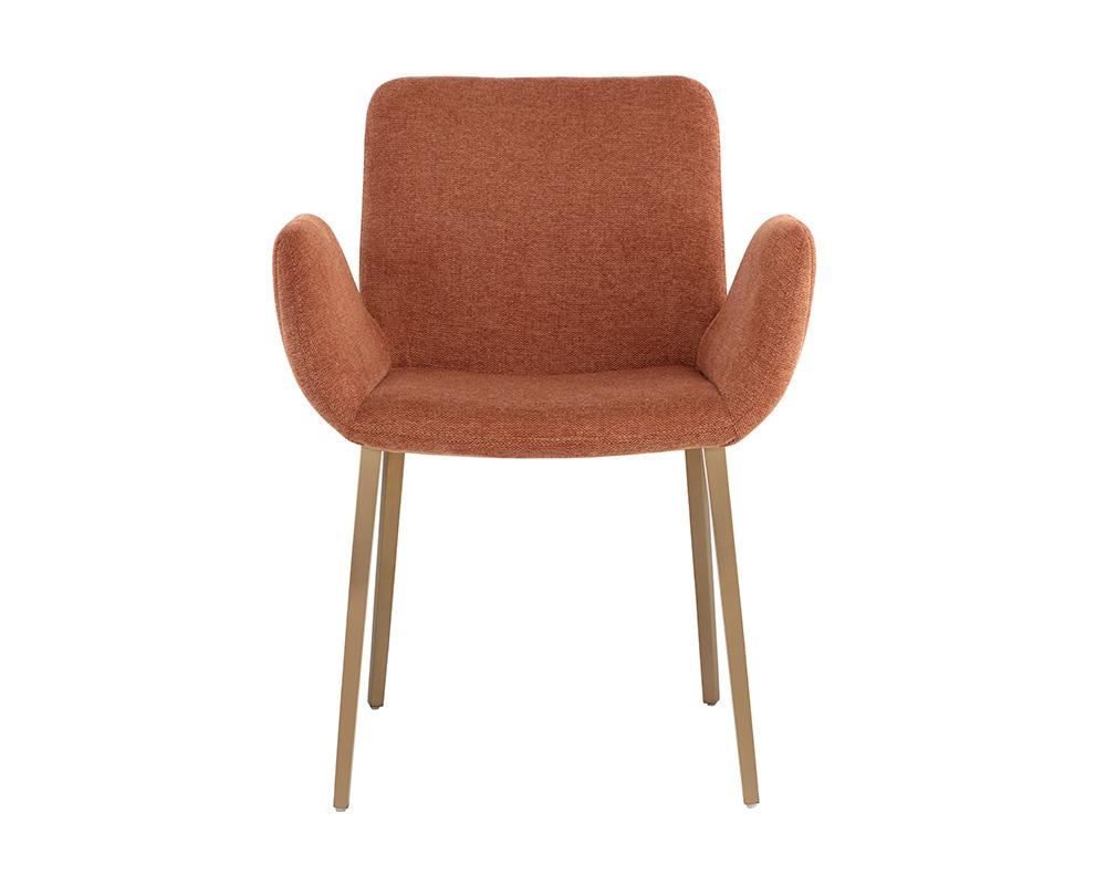 Modern Rust Channel Tufted Dining Chair Armchair Gold Metal Legs