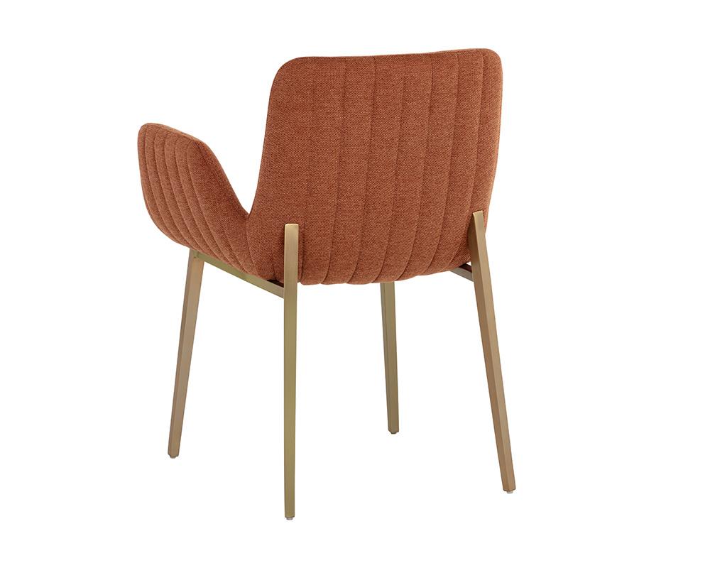 Modern Rust Channel Tufted Dining Chair Armchair Gold Metal Legs