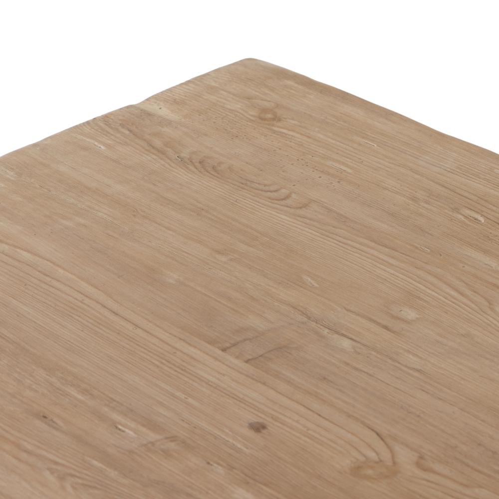 Modern Rustic Arch Base Rectangle Dining Table Aged Light Pine Wood 96 inch