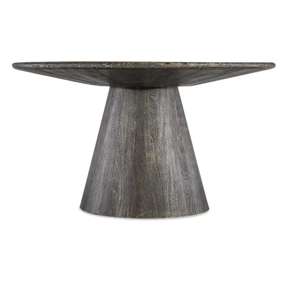 Modern Rustic Black Finish Mango Wood Round Pedestal Dining Table 54 i ...