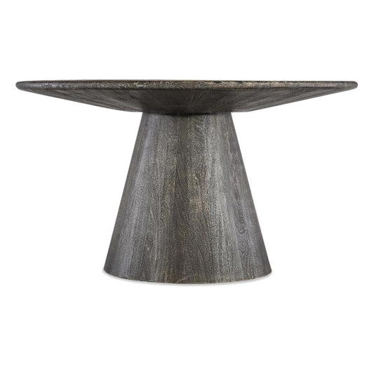 Modern Rustic Black Finish Mango Wood Round Pedestal Dining Table 54 inch