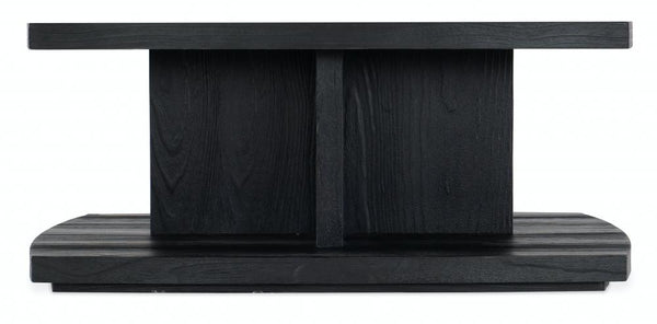 Modern Rustic Black Rounded Square Coffee Table 42 inch