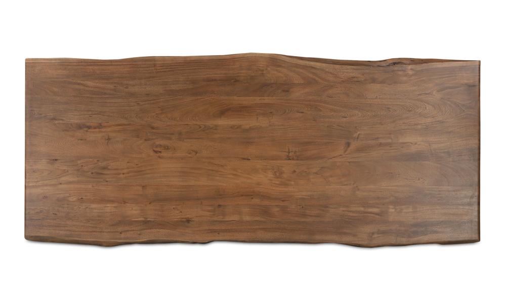 Modern Rustic Brown Live Edge Solid Acacia Wood Dining Table 98 inch