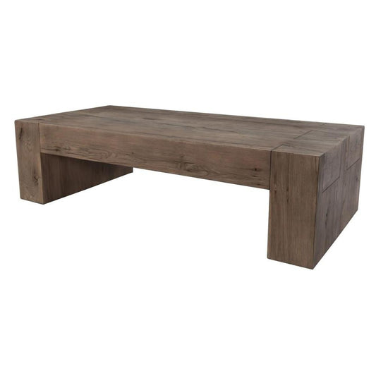 Modern Rustic Chunky Oak Wood Rectangle Coffee Table 60 inch