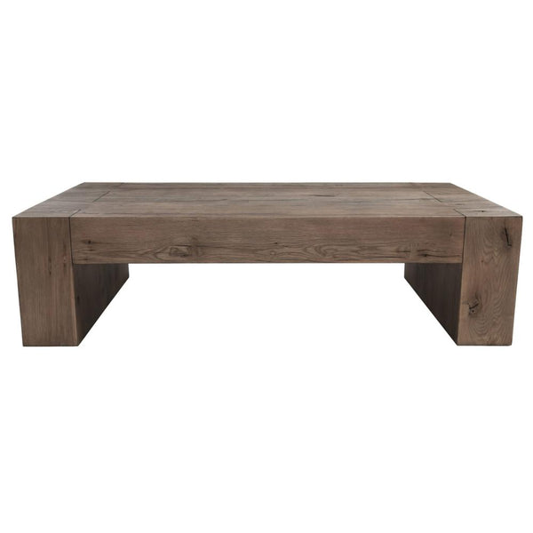 Modern Rustic Chunky Oak Wood Rectangle Coffee Table 60 inch