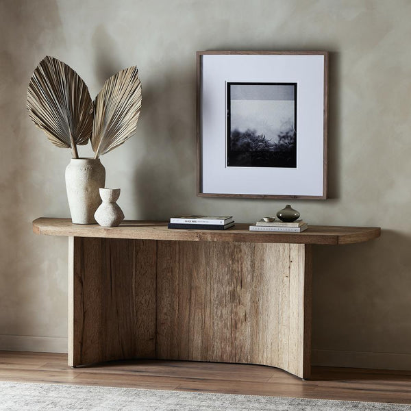 Modern Rustic Console Table Oak Wood Veneer 78 inch