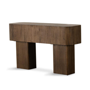 Modern Rustic Console Table Walnut Burl Wood with Warm Brown Ash Finish 51 inch