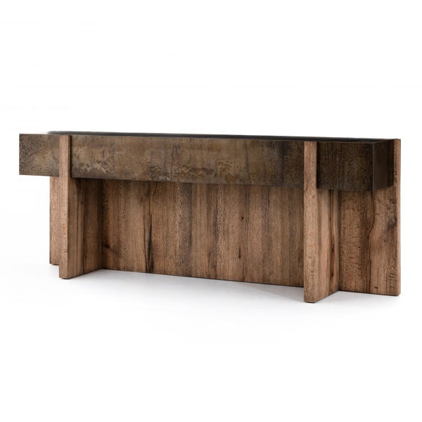 Modern Rustic Iron & Oak Wood Console Table 79 inch