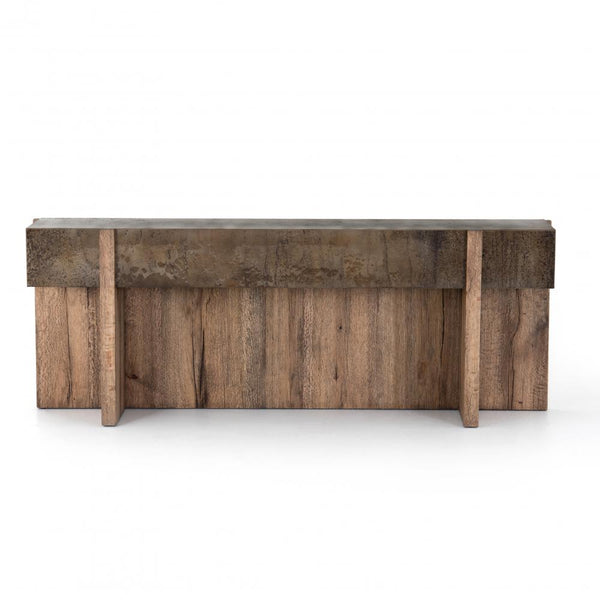 Modern Rustic Iron & Oak Wood Console Table 79 inch