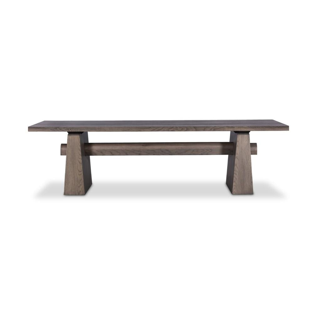 Modern Rustic Trestle Beam Rectangle Dining Table Oak Wood with Aged Finish 108 inch