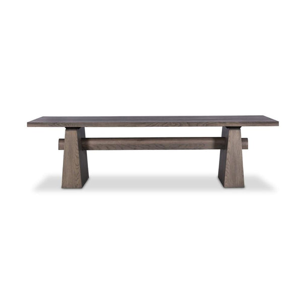Modern Rustic Trestle Beam Rectangle Dining Table Oak Wood with Aged Finish 108 inch