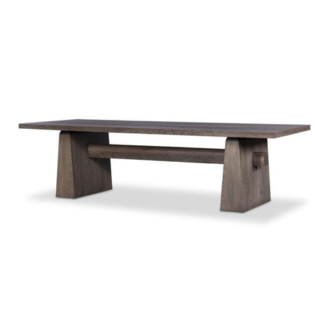Modern Rustic Trestle Beam Rectangle Dining Table Oak Wood with Aged Finish 108 inch