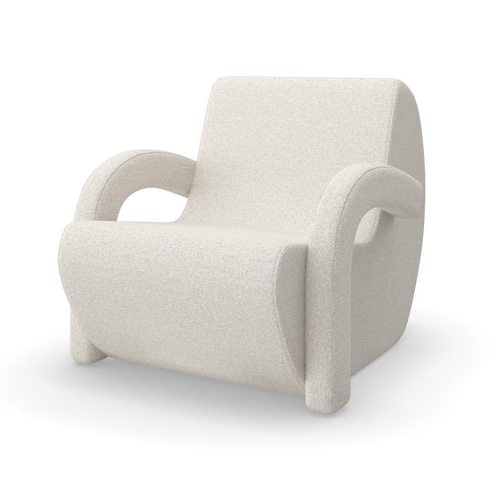 Modern Sculptural Curved White Boucle Fully Upholstered Accent Chair