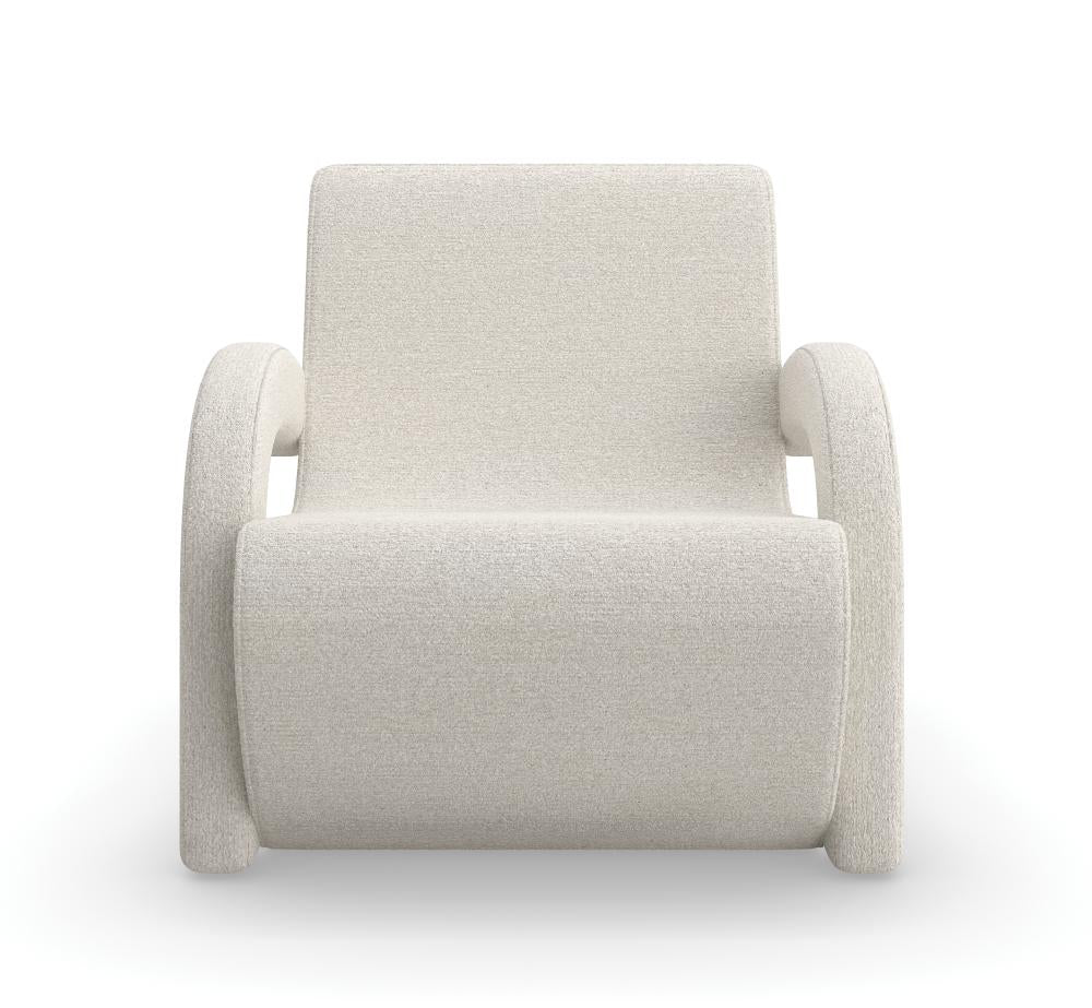 Modern Sculptural Curved White Boucle Fully Upholstered Accent Chair