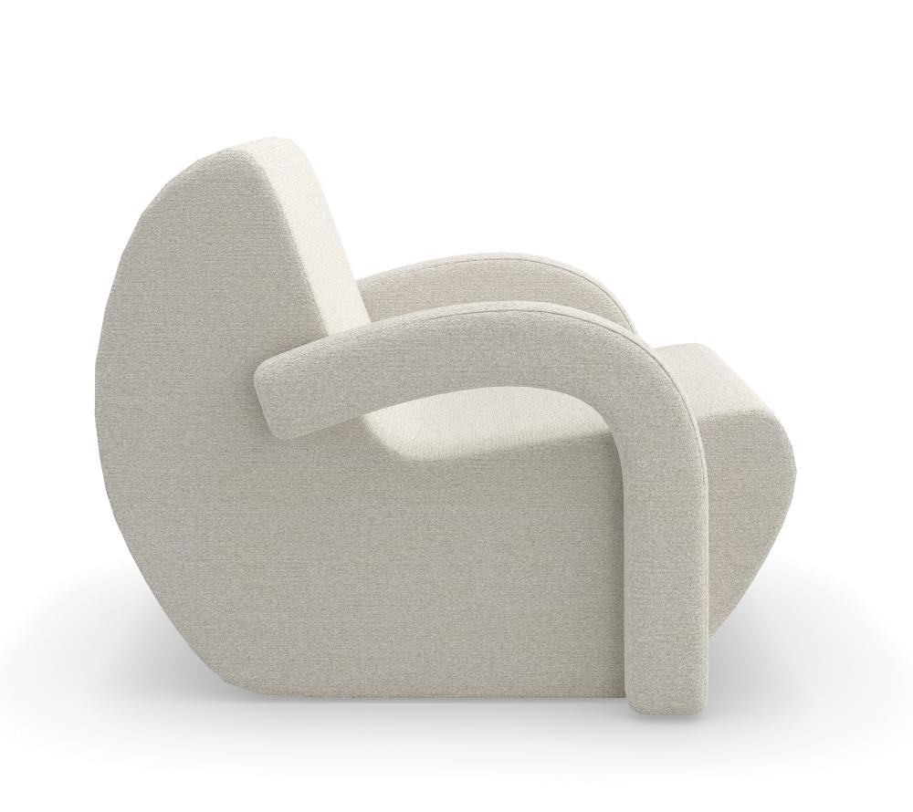 Modern Sculptural Curved White Boucle Fully Upholstered Accent Chair