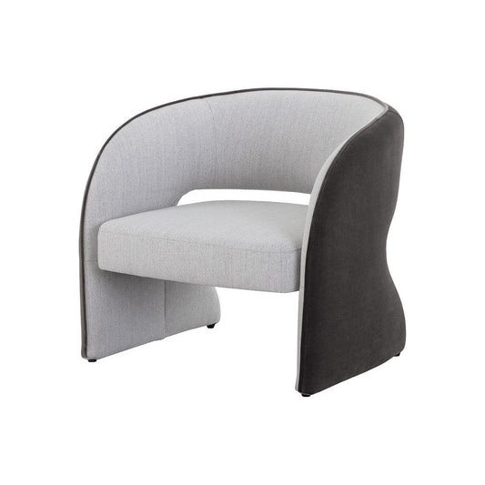 Modern Two Tone Gray Curved Cut Out Back Lounge Chair