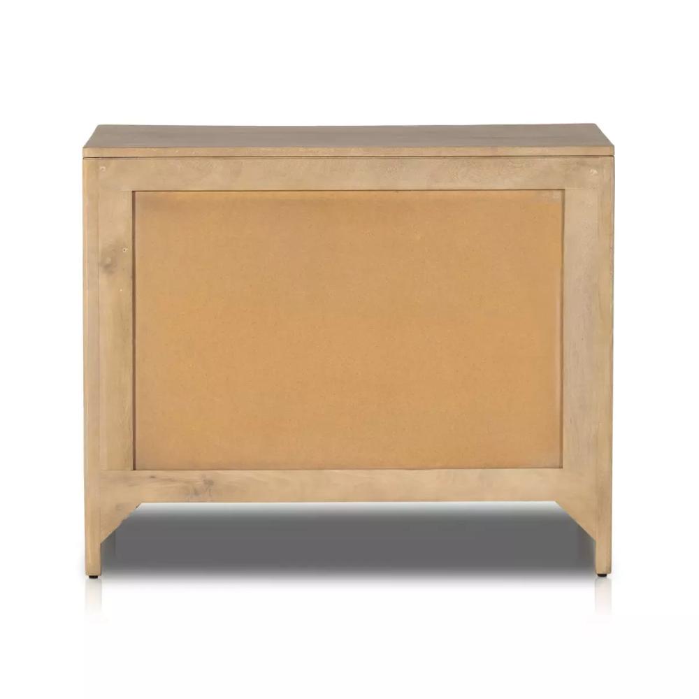 Natural Cane Front 3 Drawer Mango Wood Nightstand 32 inch