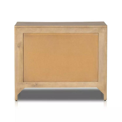 Natural Cane Front 3 Drawer Mango Wood Nightstand 32 inch