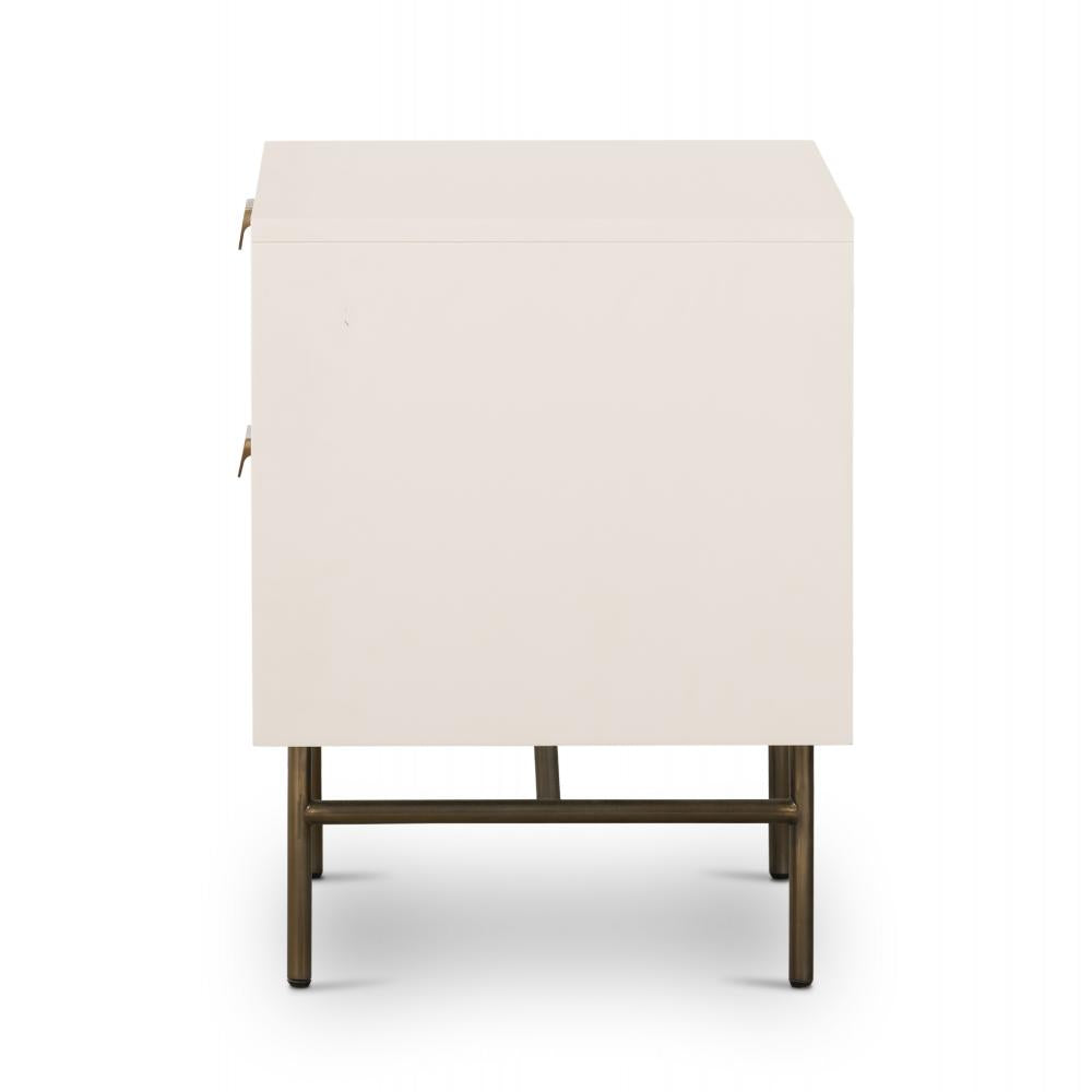 Natural Cane Front Matte Cream 2 Drawer Nightstand 24 inch