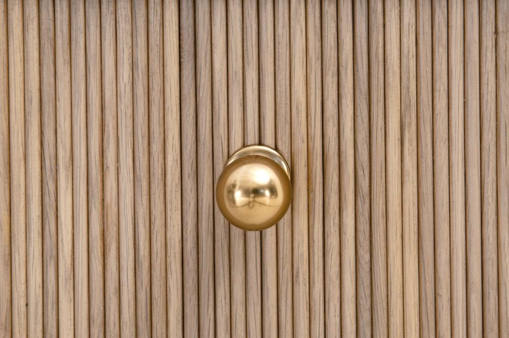 Natural Oak Wood Reeded 2 Drawer Nightstand 23 inch