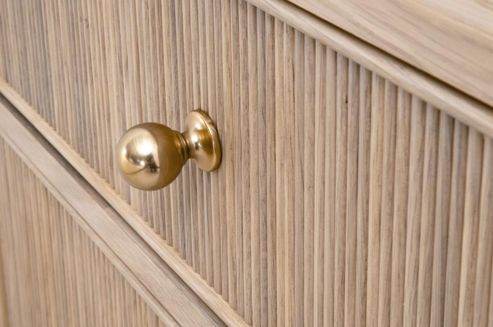 Natural Oak Wood Reeded 2 Drawer Nightstand 23 inch