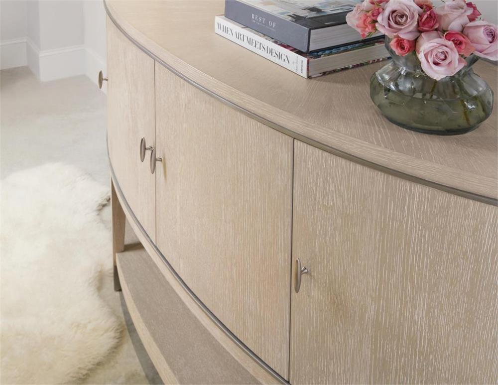 Nouveau Chic Curved Sideboard Buffet Sandstone Finish 74.5 inch