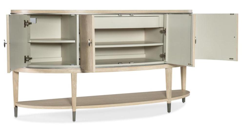 Nouveau Chic Curved Sideboard Buffet Sandstone Finish 74.5 inch